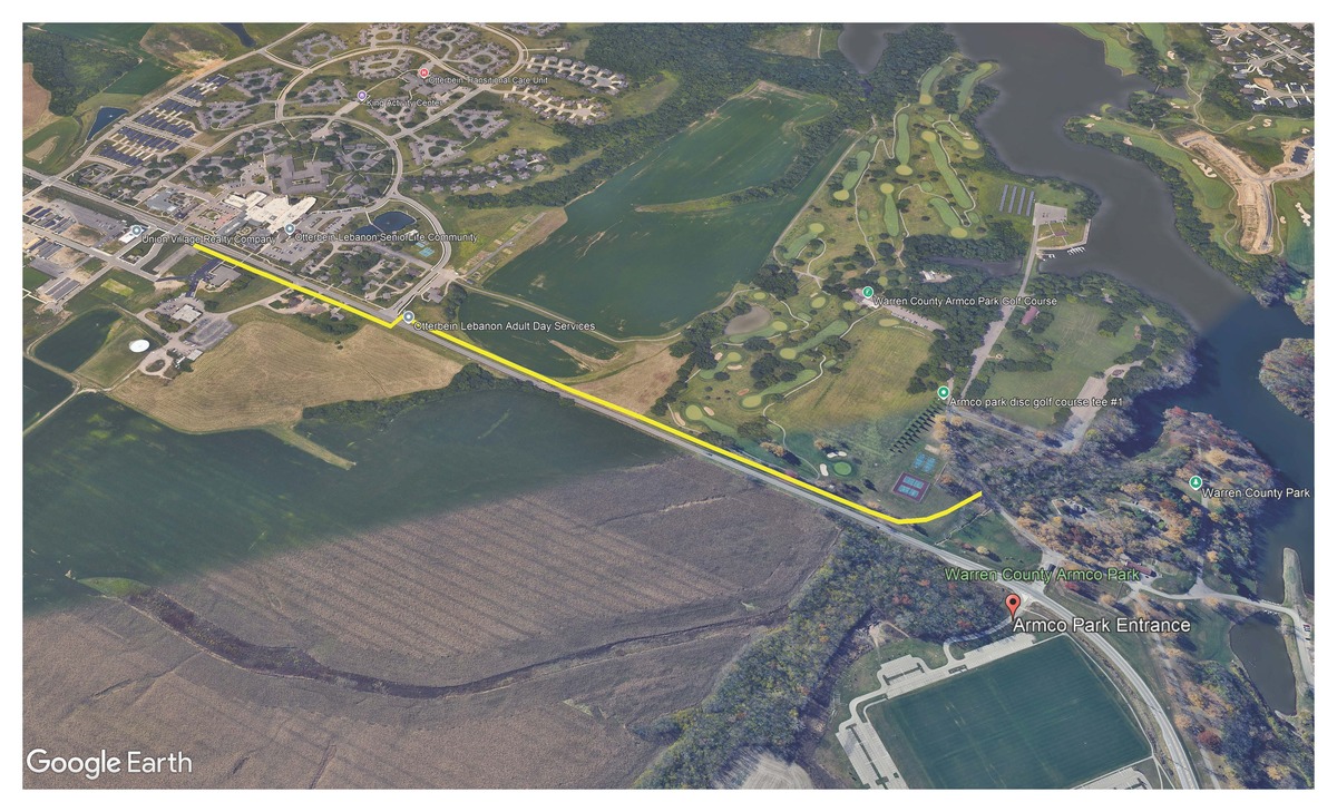 Aerial photo of Shaker Village Trail route